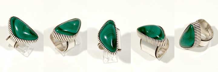 Al Nez malachite and silver ring