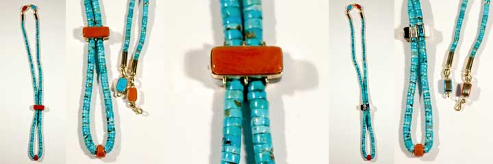 Victor Beck coral heishi necklace