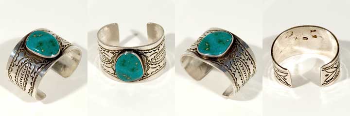 Mark Chee silver bracelet with Blue gem turquoise
