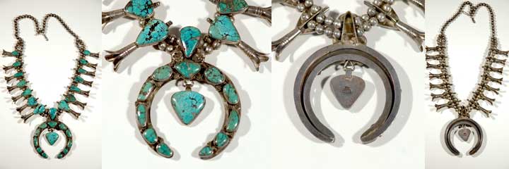 Mark Chee silver and turquoise squash blossom necklace