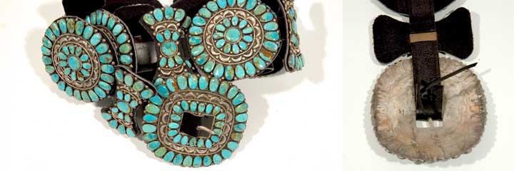 Silver and turquoise concho belt