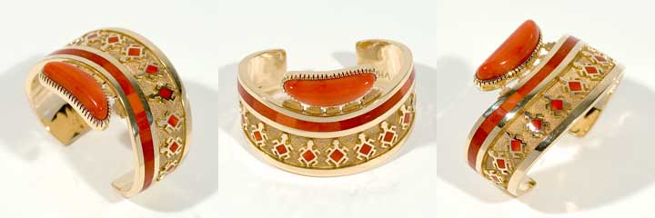 Vernon Haskie gold and coral bracelet