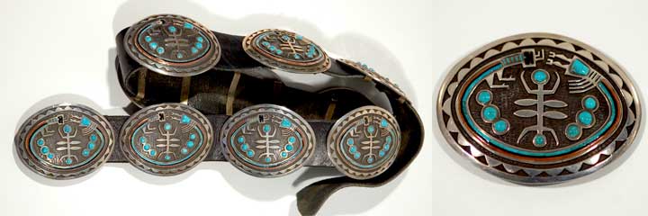 Manuel Hoyungwa inlaid concho belt