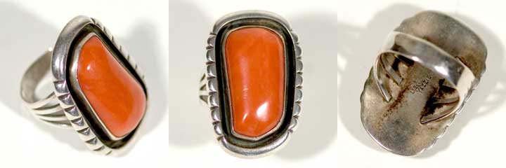 Lee Yazzie coral ring