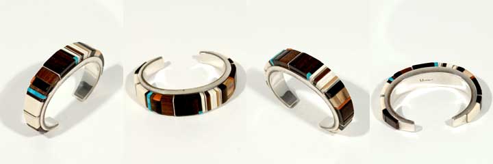 Charles Loloma inlaid silver bracelet