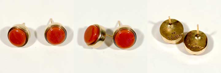 Charles Loloma gold and coral earrings