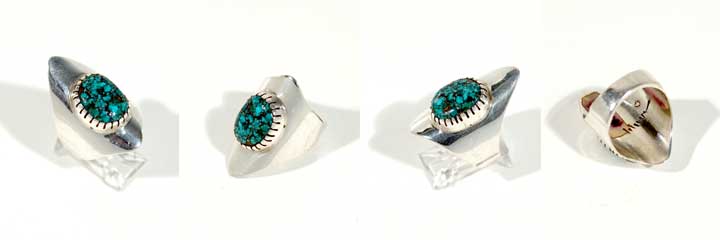 Charles Loloma silver and turquoise ring