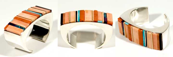 Omar Juveland pink coral silver bracelet
