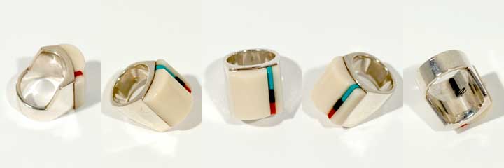 Richard Chavez white coral inlay silver ring