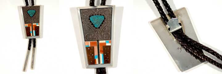 Richard Tsosie inlay bolo tie