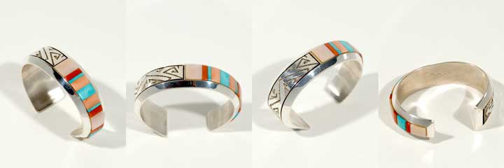 Richard Tsosie inlay silver bracelet