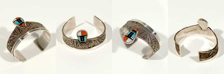 Richard Tsosie inlay silver bracelet