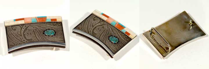 Richard Tsosie inlay belt buckle