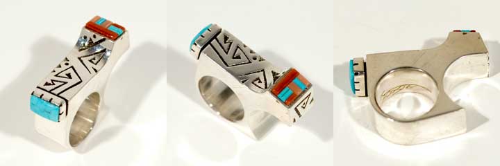 Richard Tsosie inlay silver ring