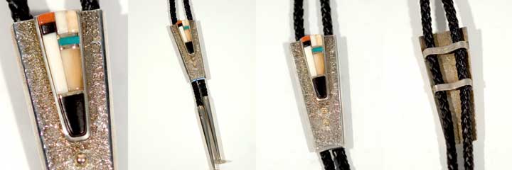 Sonwai inlay silver bolo tie