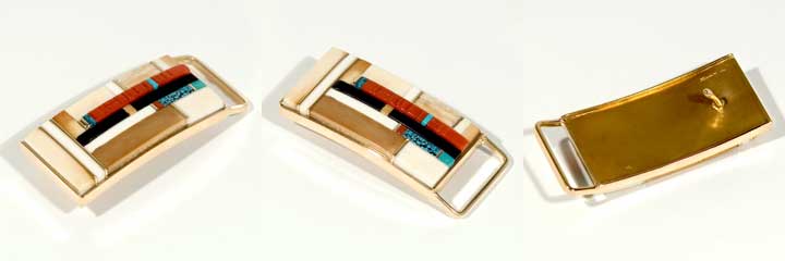 Sonwai inlay gold belt buckle