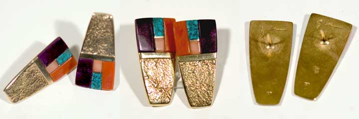 Sonwai inlay gold earrings