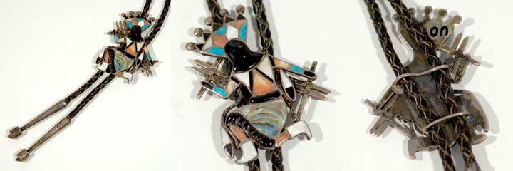 Apache Ghan Dancer inlay bolo tie