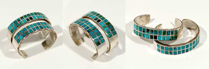 Pair of Zuni channel inlay bracelets