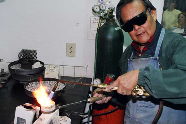 Harvey Begay melting silver